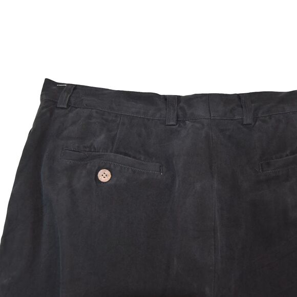 Tommy Bahama Pants Mens 36x29 Washed Black 100% Silk Relaxed Pleated Cuffed - Picture 6 of 10